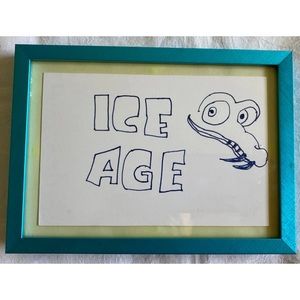 Ray Romano Signed Framed 8x6 Drawing By Ray Romano Ice Age.